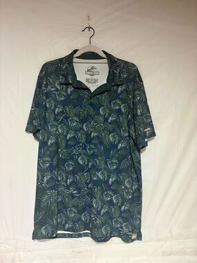RSVLTS /Jurassic Park Navy & Dark Green Leaf-Print Polo